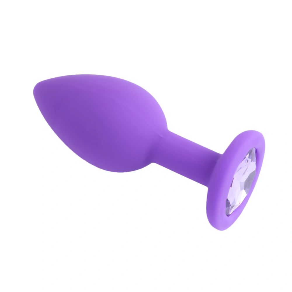 1pc Silica Gel Butt Plug Anal Plug Prostate Massager Diamond Anal Plug for Men and Women (Purple Anal Plug And Mixed Color Diamond)