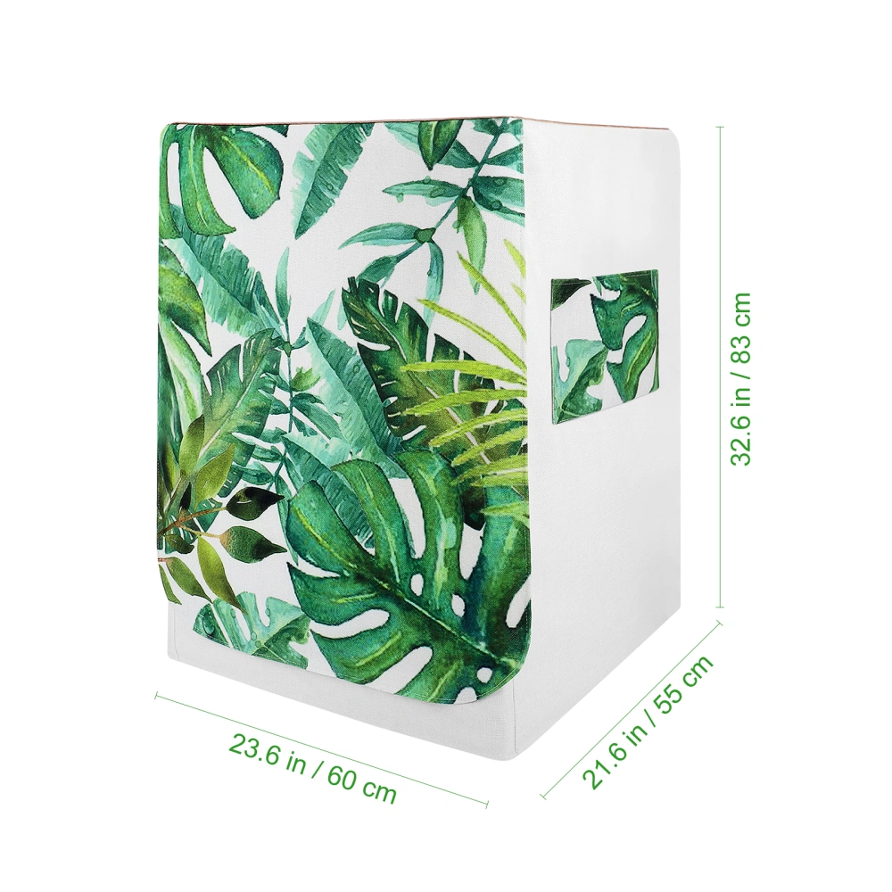 VOSAREA Washing Machine Cover Linen Cotton Forest Leaves Printing Dust Cover Household Fully Automatic Washing Machine Cover for Home Laundry