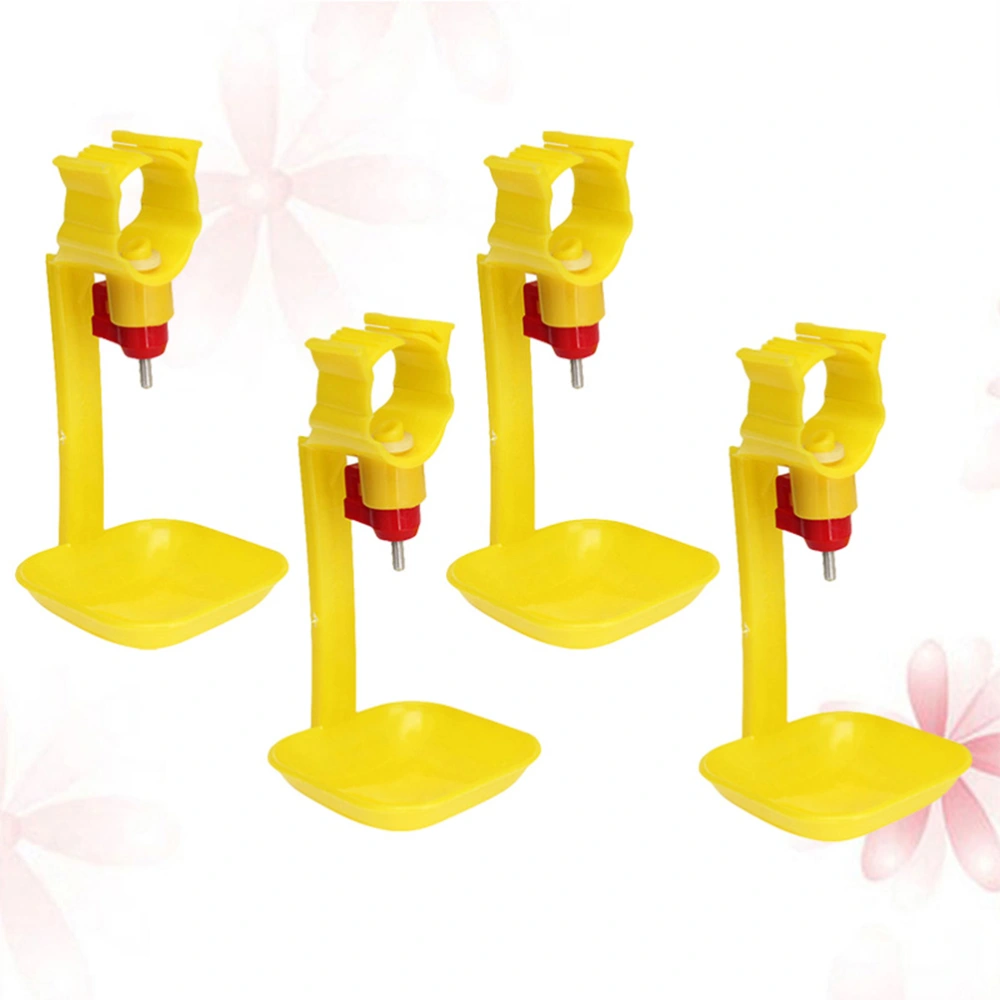 4pcs Plastic Automatic Chicken Waterer Hanging Cup Poultry Equipment for Chicken Duck Goose (Yellow)