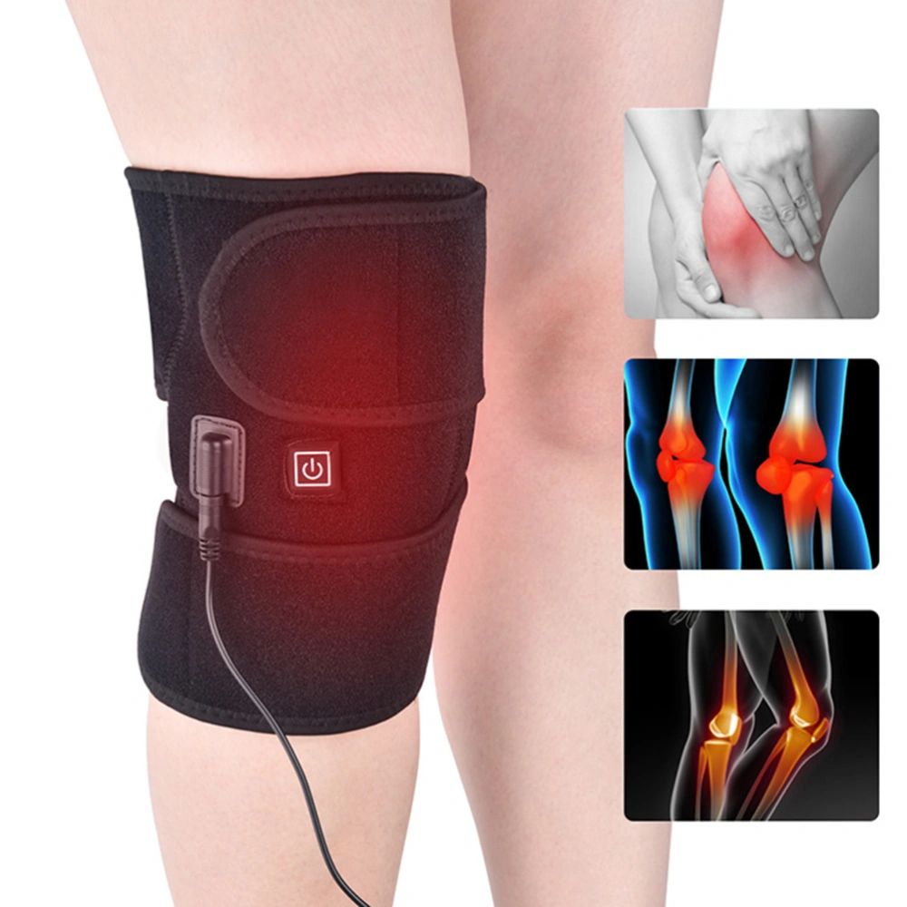 1Pc Electric Heating Knee Support Belt Moxibustion Electric Legs Protection Kneecap Heat Therapy Knee Brace Wrap Relief Joint Pain Knee Massager (with US Plug)