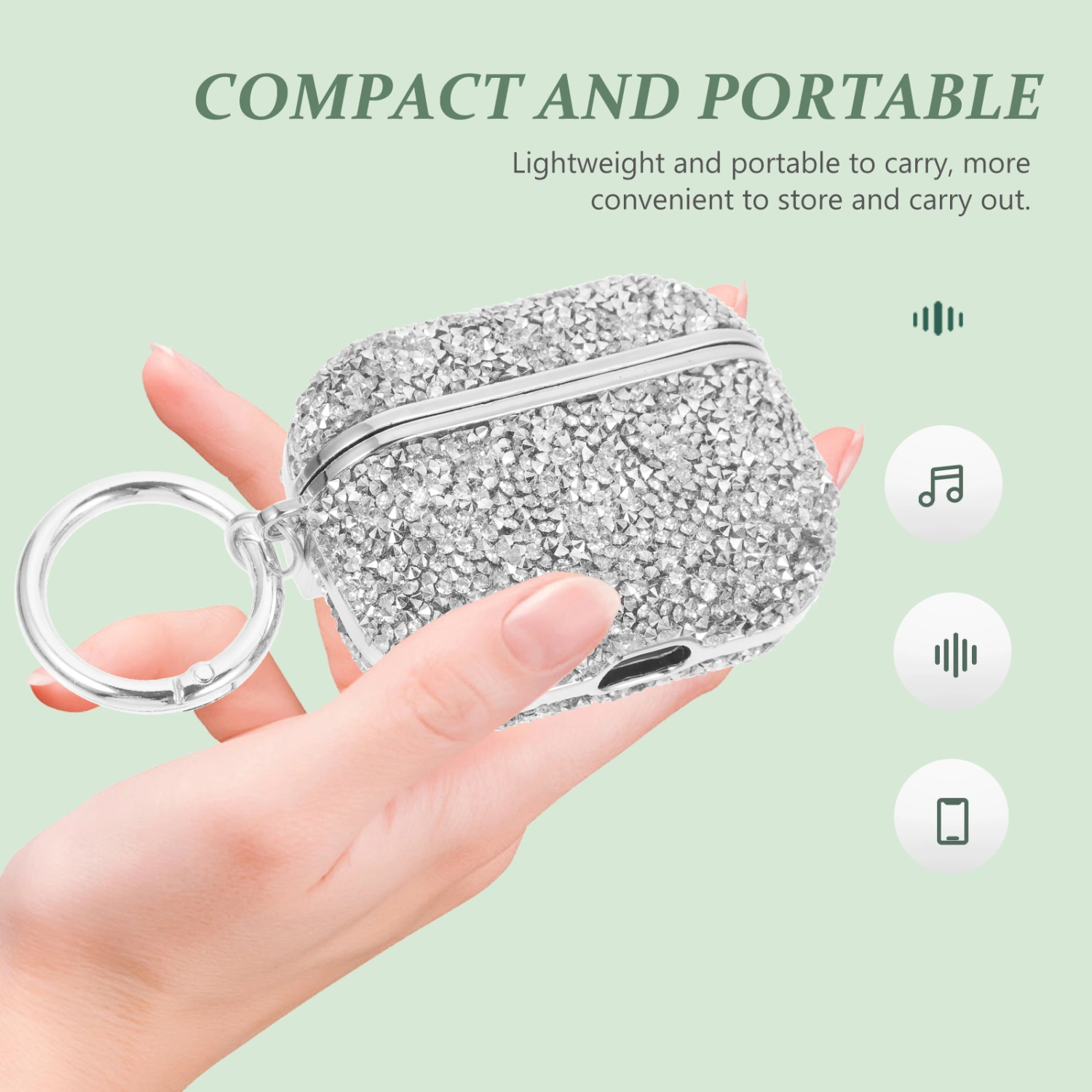 Glitter Earbuds Protective Case Wireless Headphone Cover Compatible for Airpods 1