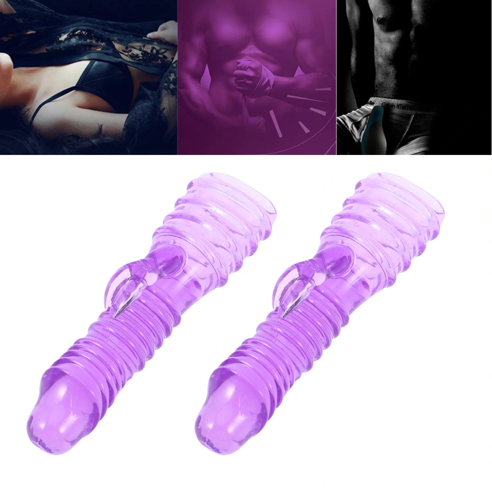 2pcs Finger Sleeve G Spot Vibrator Head Attachment Wearable Clitoral Dildo Waterproof Masturbator for Women Clit Stimulator Massager Sex Toy for Female Couples (Purple)