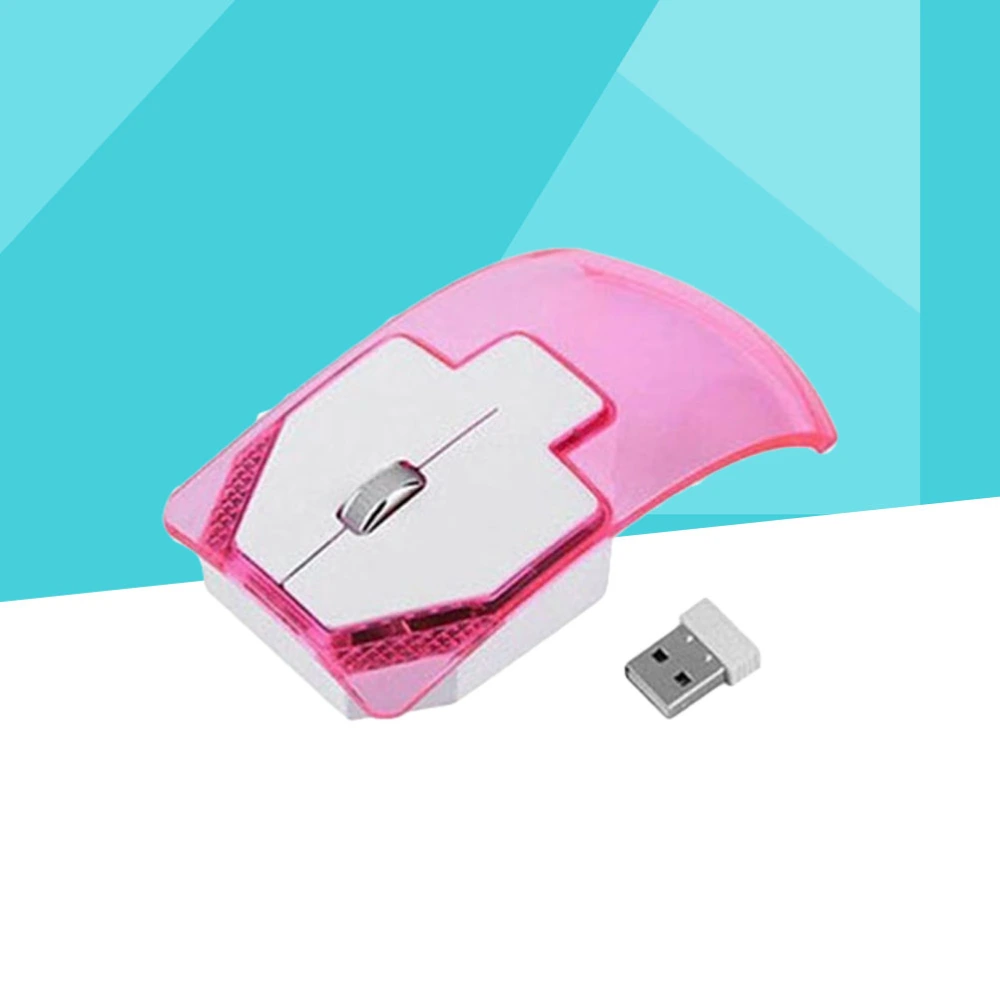 2.4G 3 Buttons Transparent Illumination Mouse Wireless Optical Mouse (Pink)