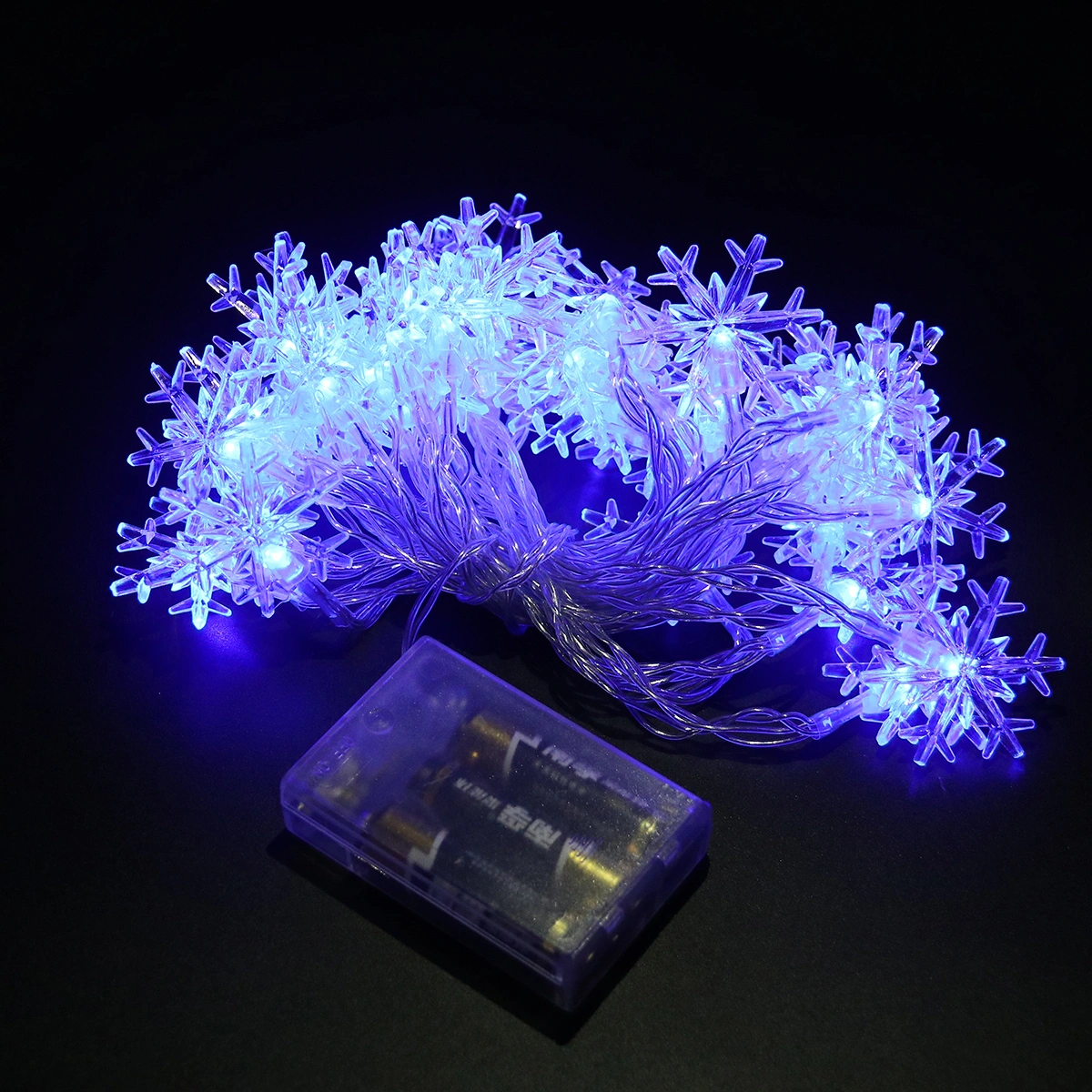 5m 40 LED Snowflake String Lights Battery Operated Outdoor Waterproof Fairy Light String for Christmas Home Wedding Party Bedroom Birthday Decoration (Blue Light)