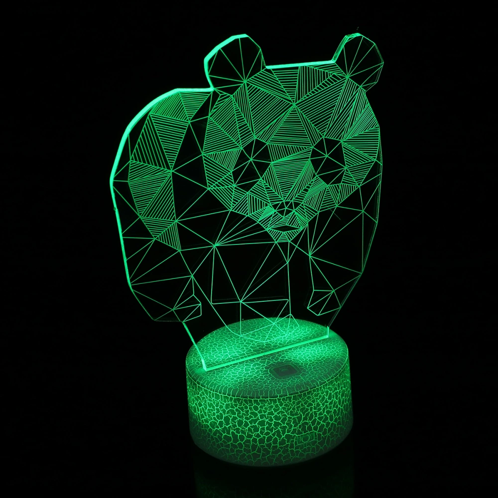 Panda Night Light Stereo LED Colorful Night Light Small Crack 3D Visual Night Light for Home (Colorful, Touch Switch Without  Battery)