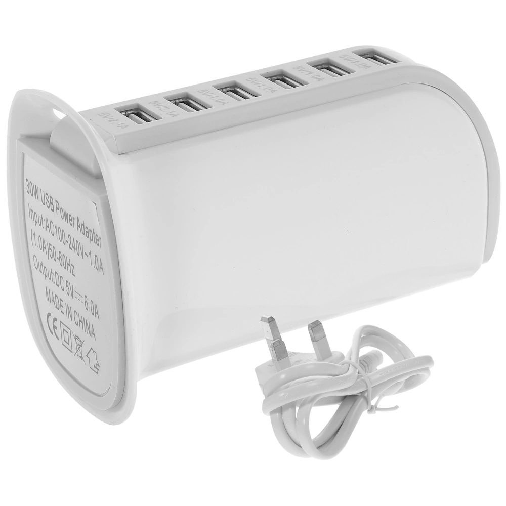 30W Multi 6 Port USB Charger 6A Rapid Charging Station Desktop Travel Hub (Original UK Plug) - White