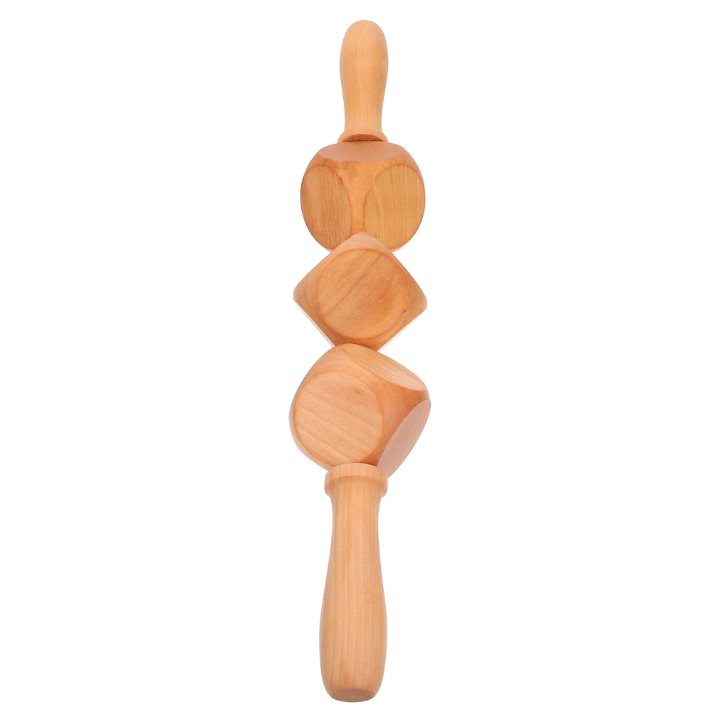 1Pc Wooden Back Massage Roller Manual Massager Body Massage Tool (Light Brown)