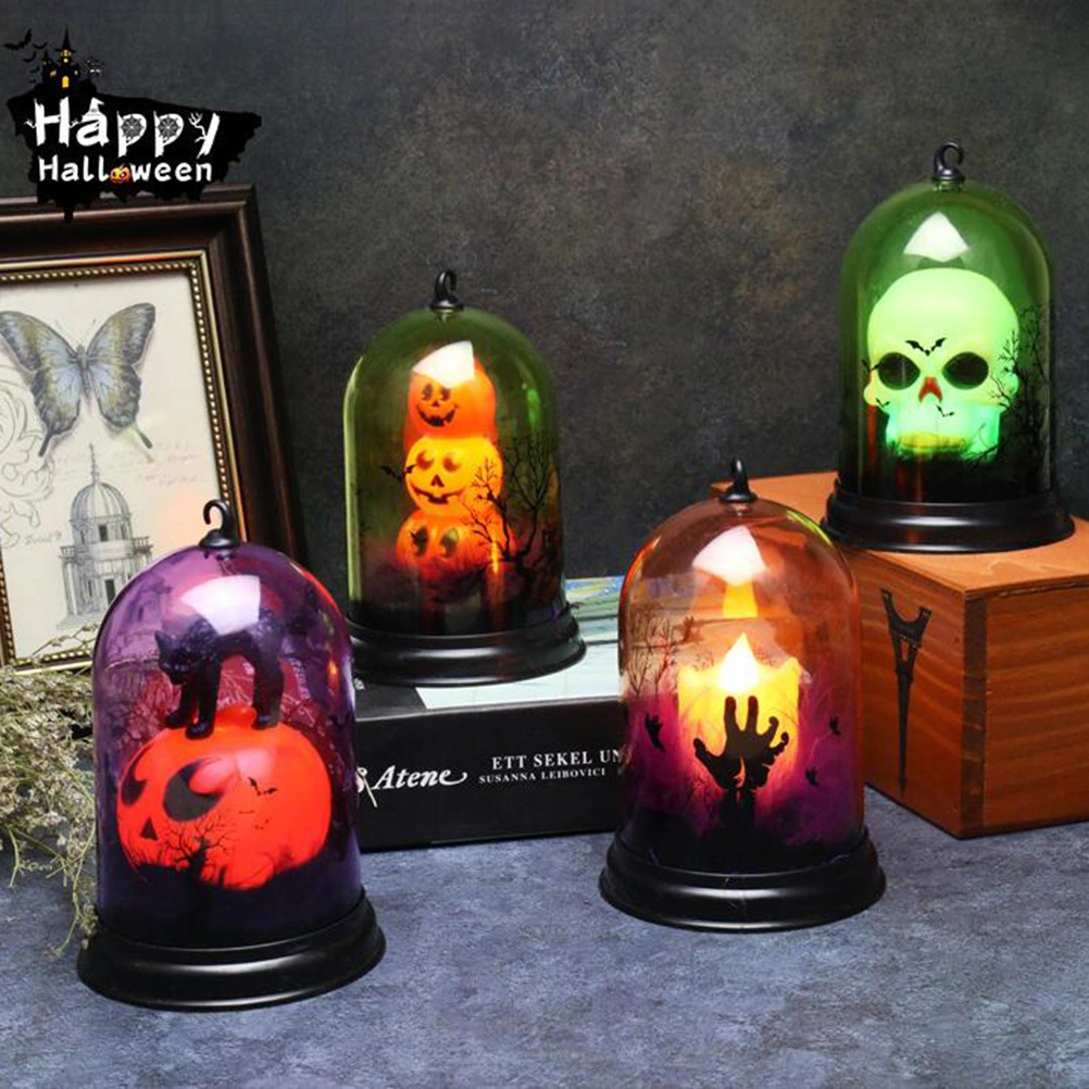 Halloween Clear Dome Light Portable Desk Lantern LED Decorative Lamp for Home Party (Skull)