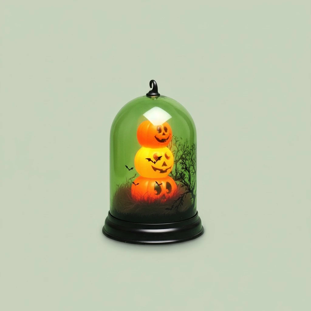 Halloween Clear Dome Light Portable Desk Lantern LED Decorative Lamp for Home Party (Skull)