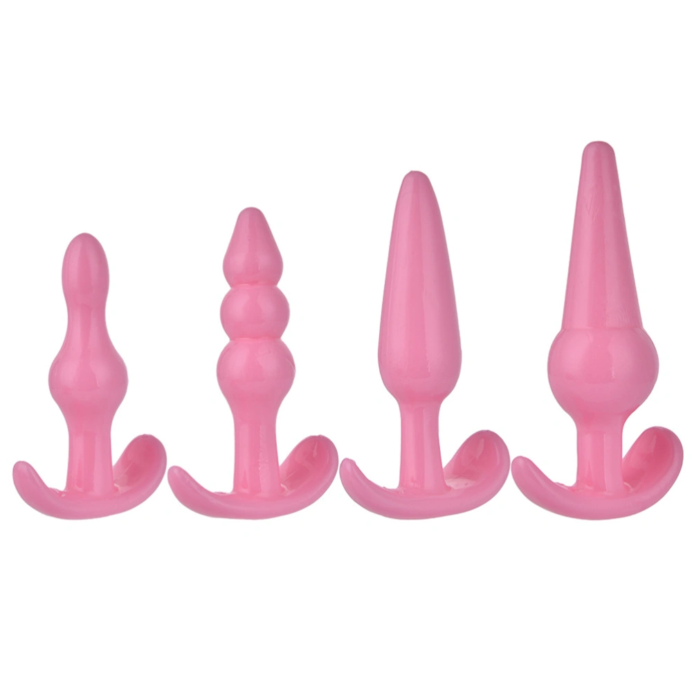 4PCS Women Pleasure Toy Anal Plug Back Court Anus Expansion Sex Flirting Set-up Alternative Toys for Lover Adult (Pink)