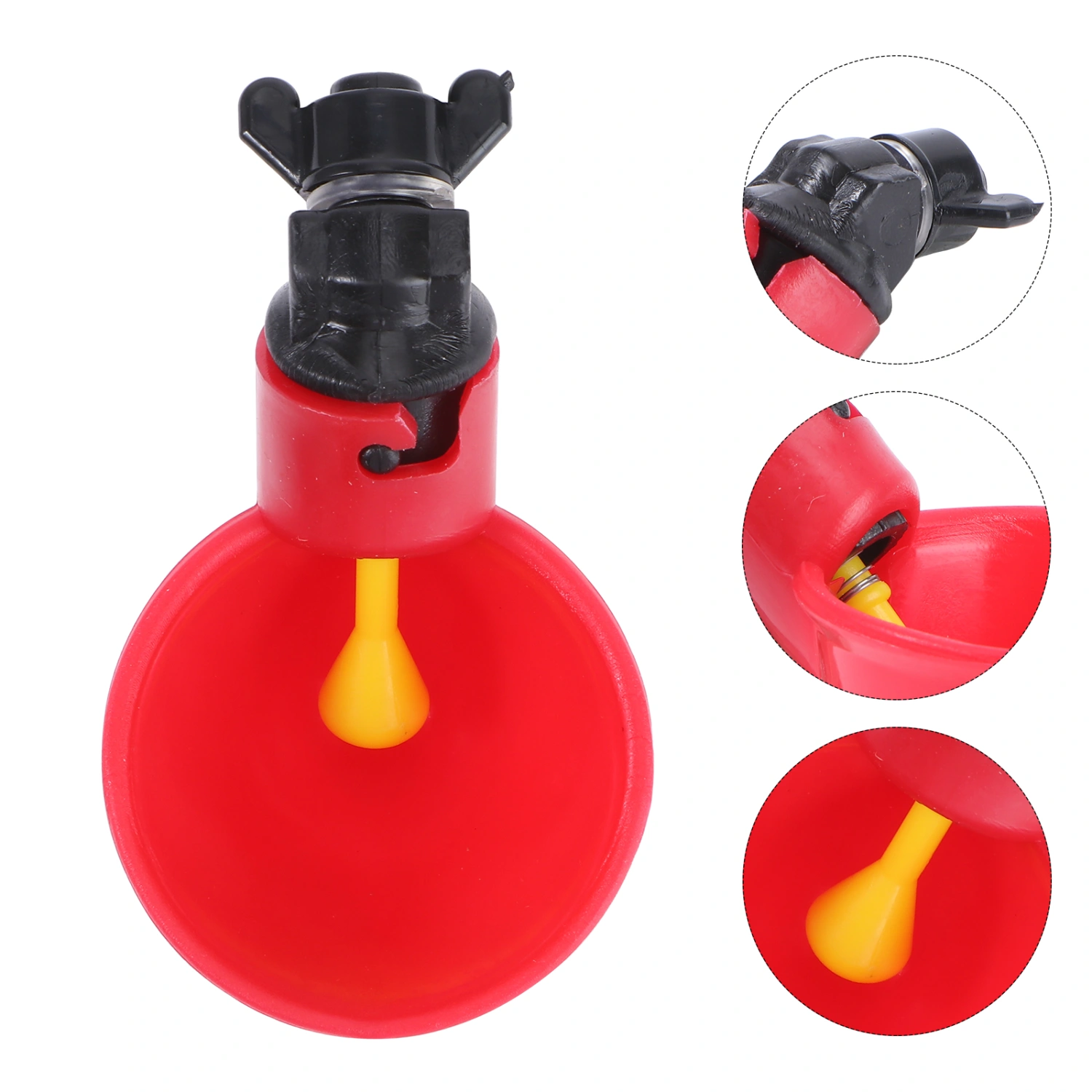 10PCS Automatic Quail Pigeon Drinking Water Bowl Poultry Drinker Chicken Drinking Water Bowl Farm Farming Equipment with Screws (Red)