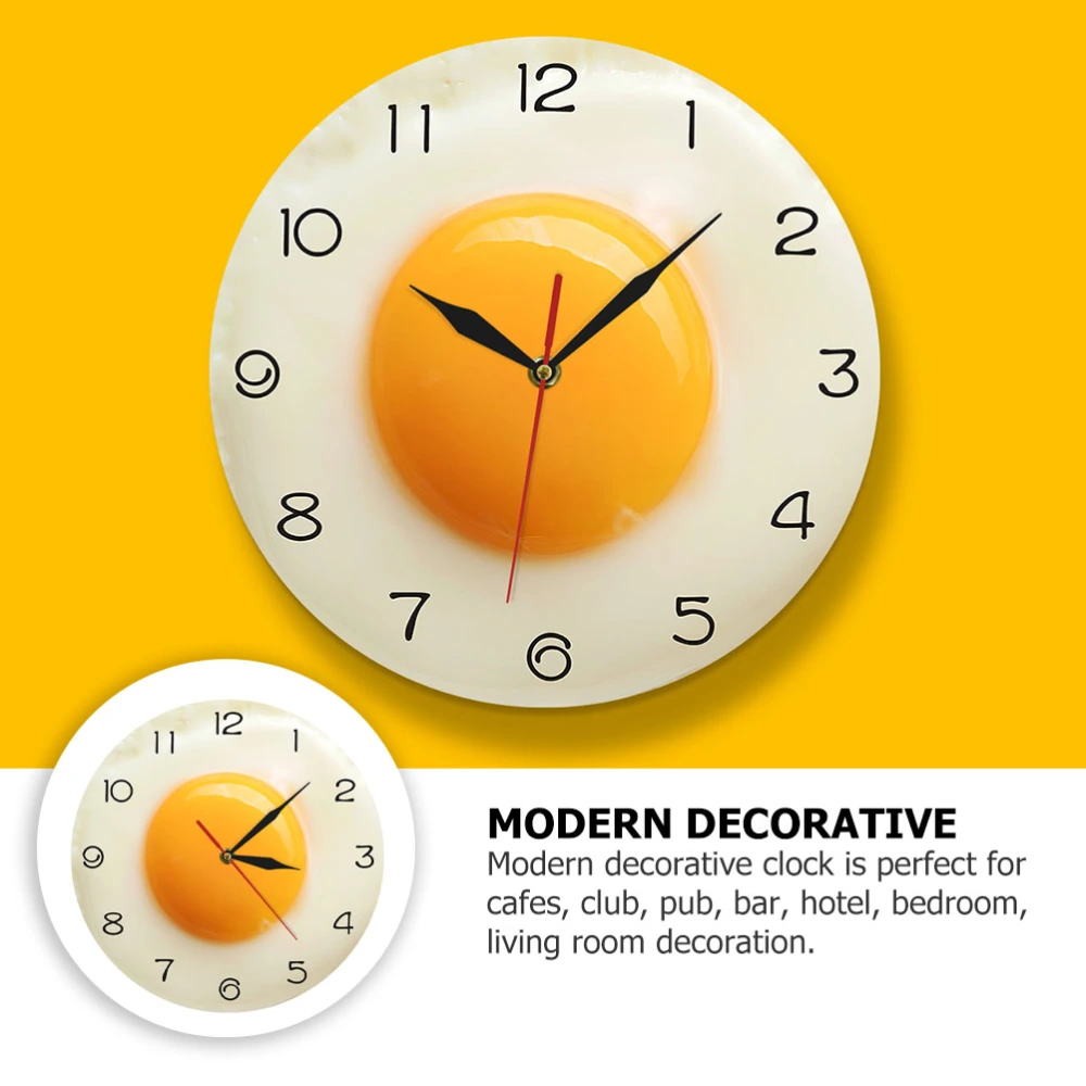 Creative Wall Clock Poached Egg Shape Clock Living Room Decor Battery Powered