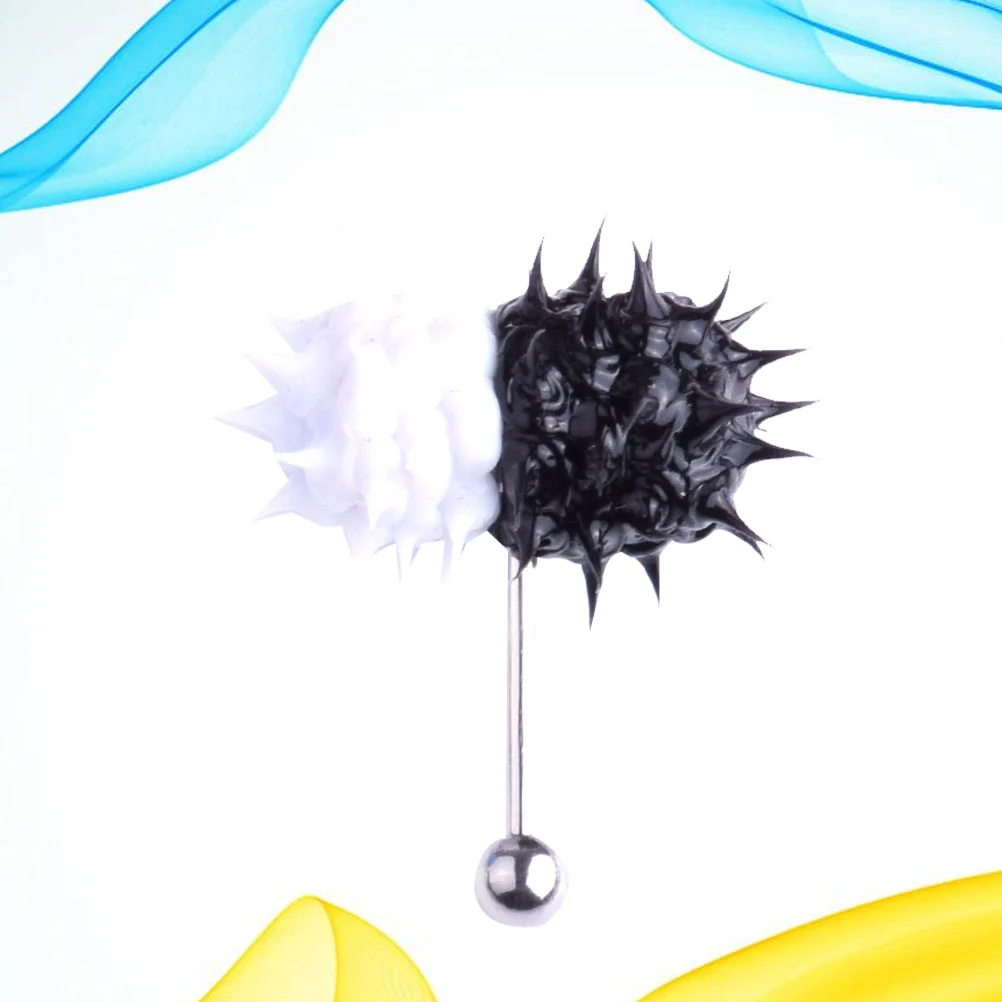 Stainless Steel Tongue Rings Plated Tongue Piercing Rings Piercings Jewelry Accessories (Black + White)