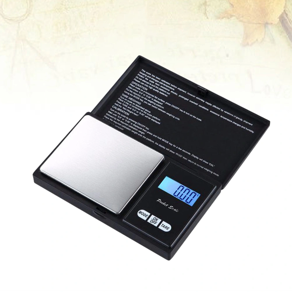 Portable Mini Digital Scale Ultra Slim Multifunction Easy to Clean Large Display Electronic Platform Scale for Tea Leaf Kitchen Food Jewelry - Black (500g/0.01g)