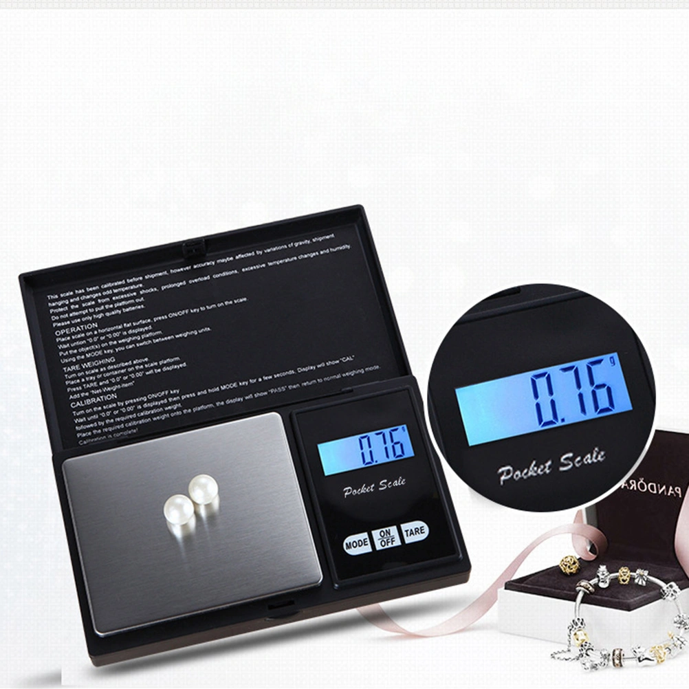 Portable Mini Digital Scale Ultra Slim Multifunction Easy to Clean Large Display Electronic Platform Scale for Tea Leaf Kitchen Food Jewelry - Black (500g/0.01g)