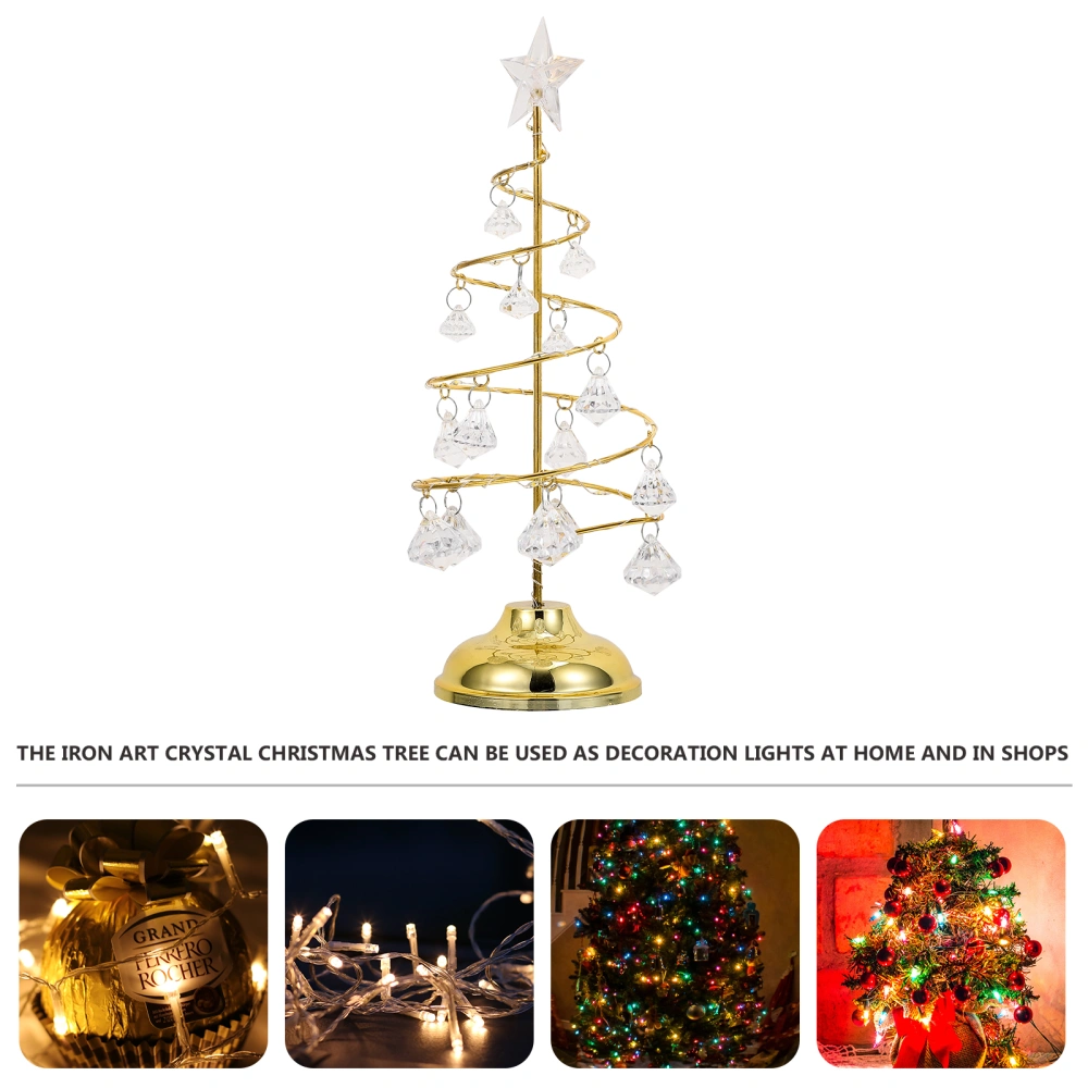 Wrought Iron Crystal Christmas Tree Night Light Creative Lighting Adornment