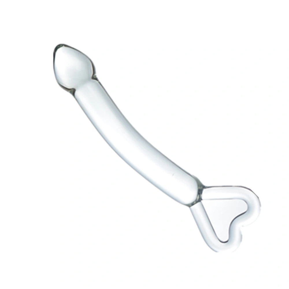 1pc Crystal Glass Dildo Penis Heart Shaped Adult Masturbation Toys Sex Toys for Wmen Lady (Transparent)