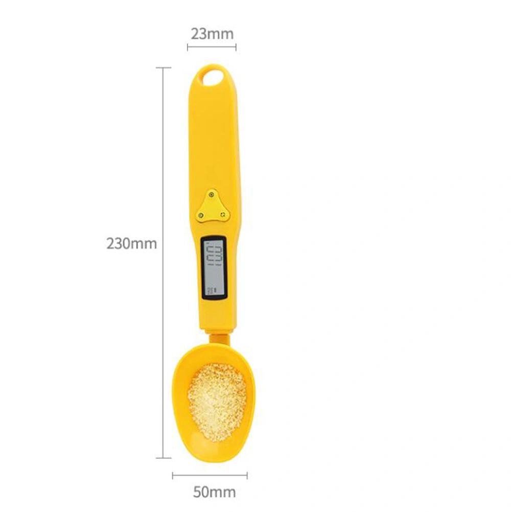 Electronic Spoon Scale Portable 300g/0.1g Precise Digital Kitchen Measuring Spoons LCD Display Food Scale for Home without Battery (Yellow)