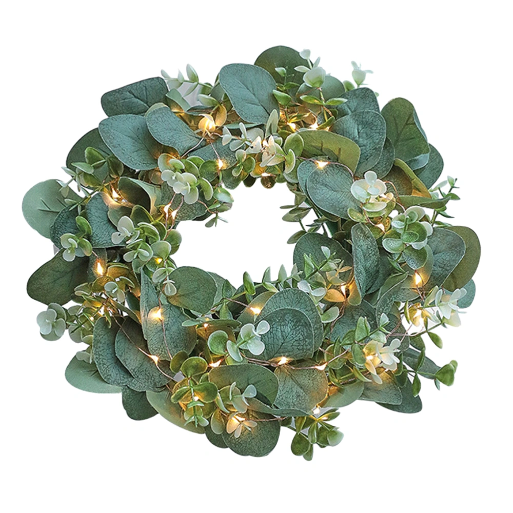 Simulation Eucalyptus Wreath with Lights Decorative Garland Wedding Wreath Decor