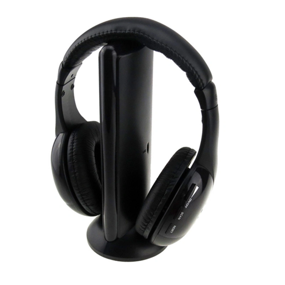 MH-2001 Multifunction Stereo Wireless Headset Headphones with Microphone Fm Radio for Mp3 Pc Tv Audio Phones (Black)