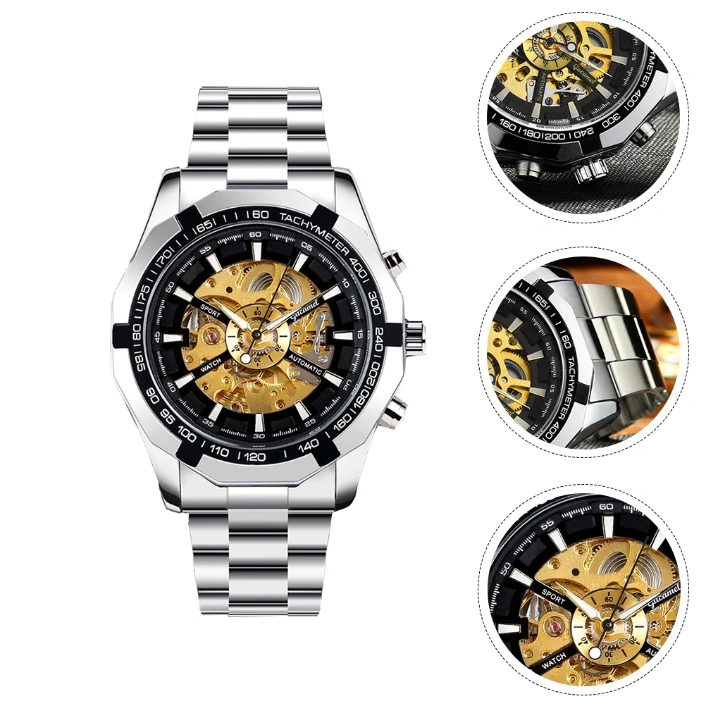 1Pc Casual Fashion Watch Mechanical Skeleton Watch Luminous Watch for Men