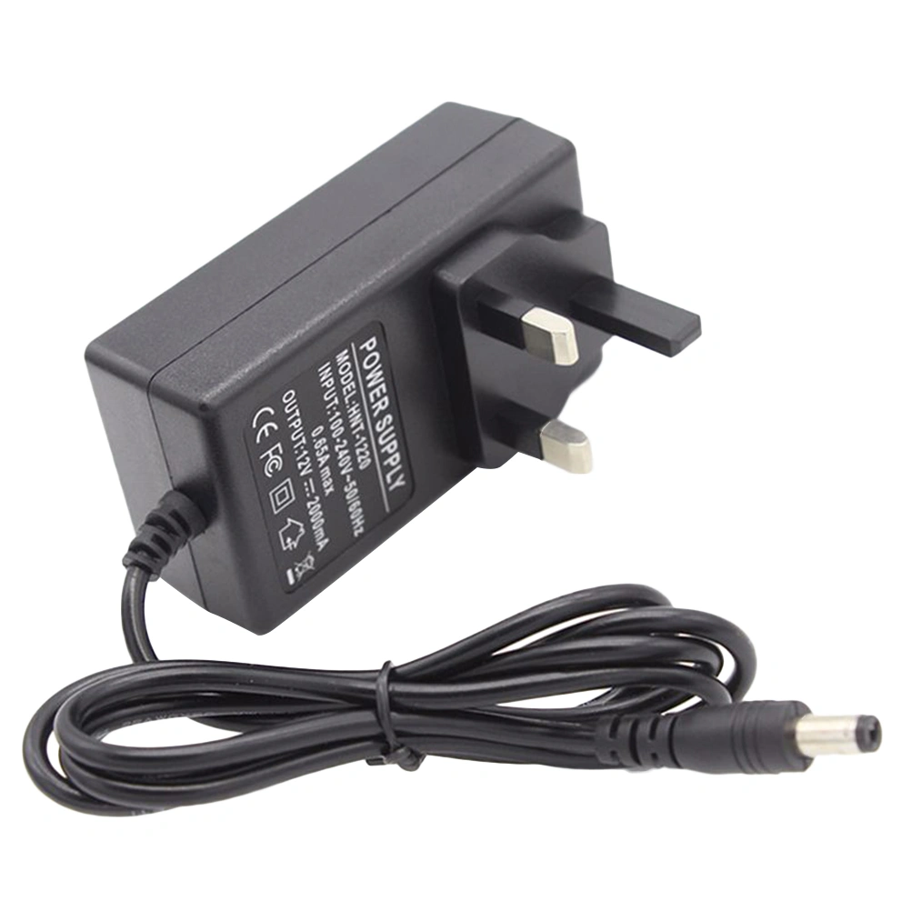 12V 2A AC 100-240V Universal Power Supply Charger 5.5*2.1DC Port for External Hard Drive Wlan Router LCD Monitor TV Box Recorder  Speaker with UK Plug