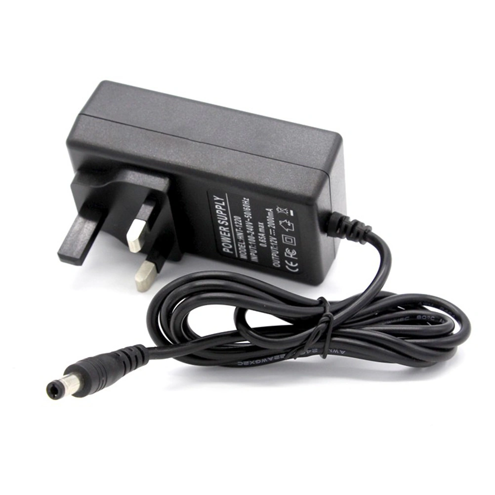 12V 2A AC 100-240V Universal Power Supply Charger 5.5*2.1DC Port for External Hard Drive Wlan Router LCD Monitor TV Box Recorder  Speaker with UK Plug