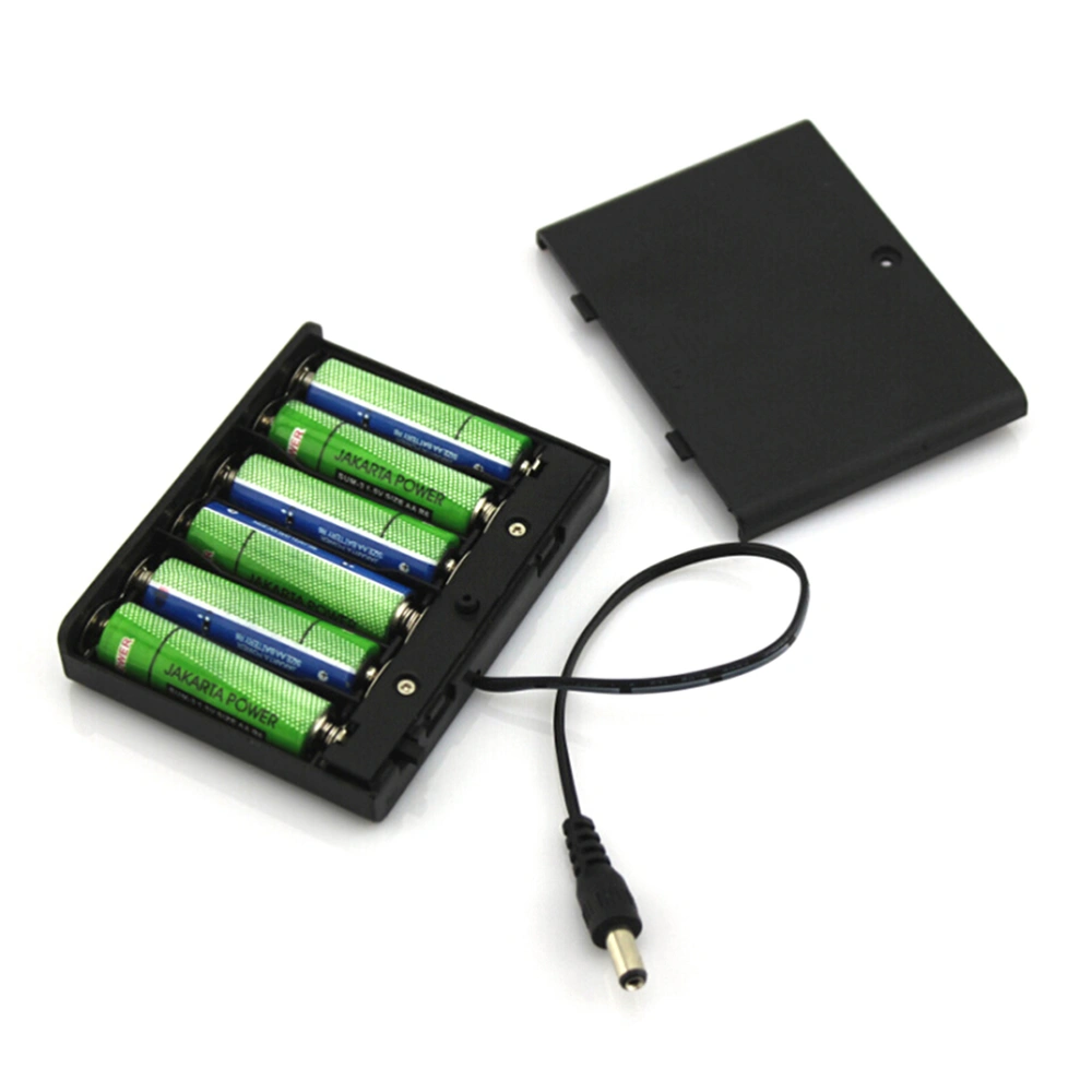 6 x AA 2A Battery Clip Holder 9V Storage Case Enclosed Box with Wire Leads and ON/OFF Switch