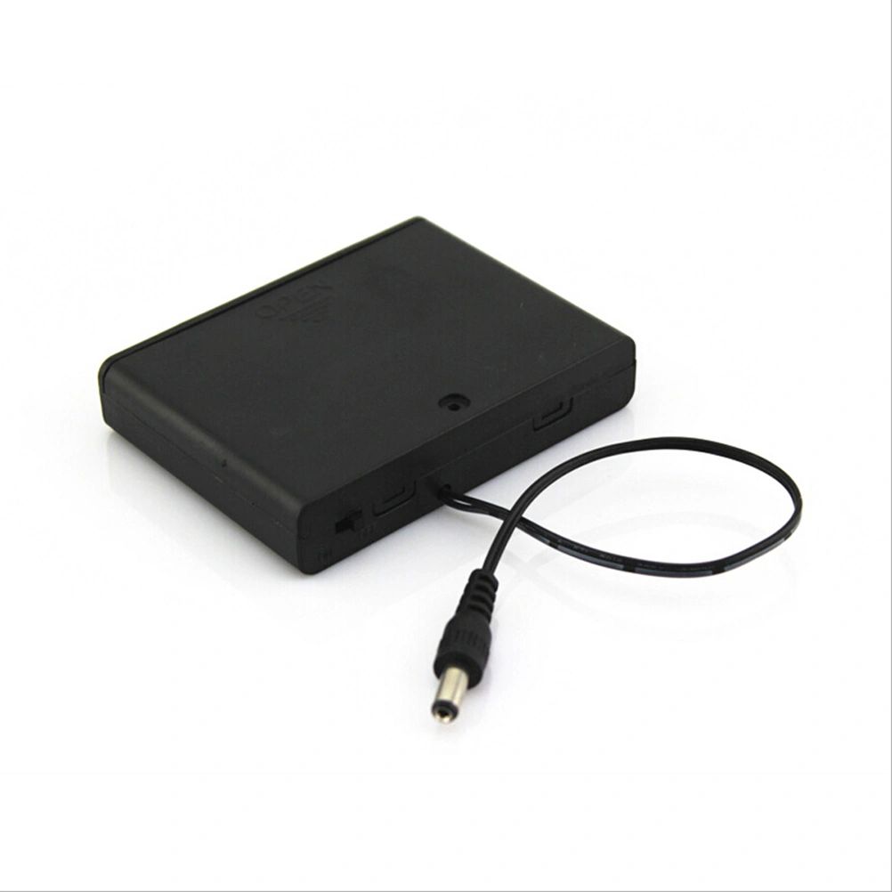 6 x AA 2A Battery Clip Holder 9V Storage Case Enclosed Box with Wire Leads and ON/OFF Switch