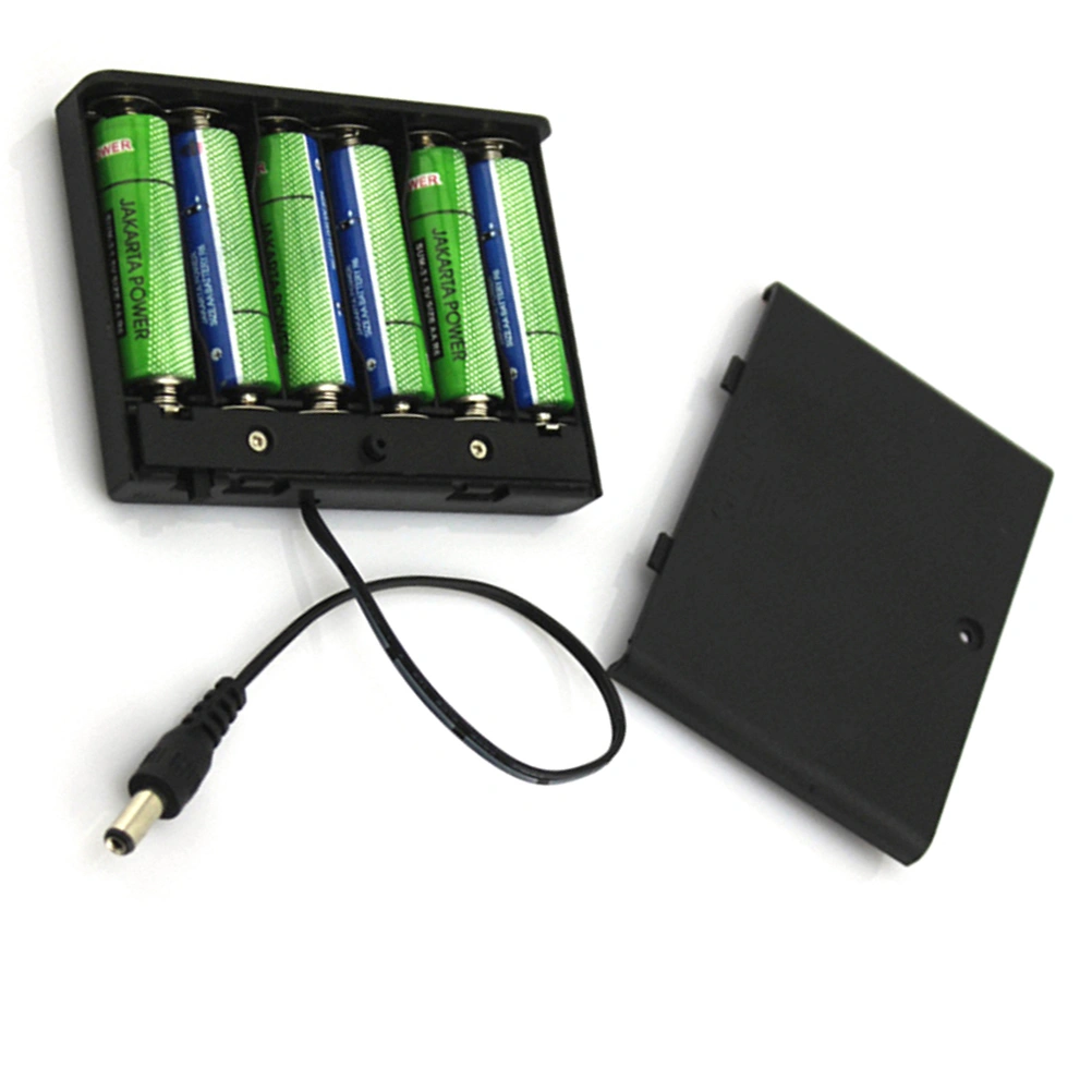 6 x AA 2A Battery Clip Holder 9V Storage Case Enclosed Box with Wire Leads and ON/OFF Switch