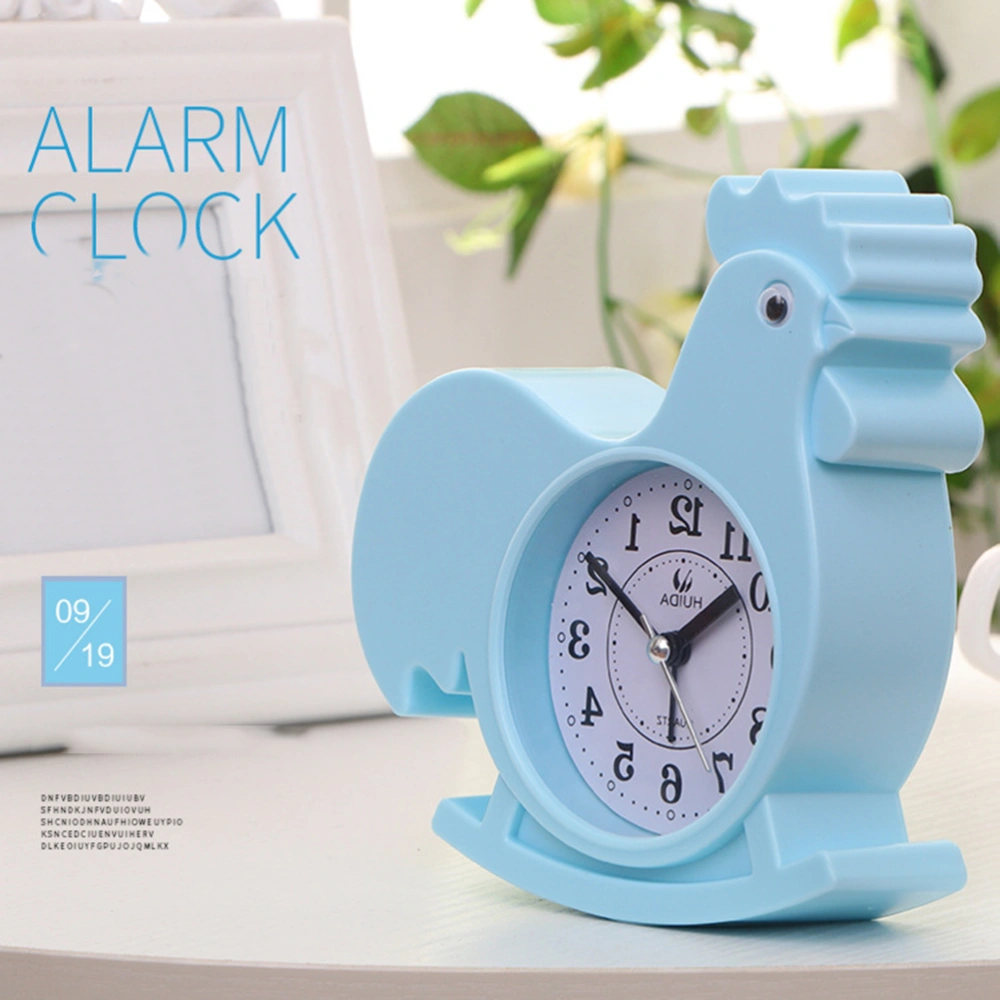 1PC Creative Metal Small Alarm Clock Desktop Adorable Cartoon Cockerel Ring Bell Clock Kids Alarm Clock Without Battery (Random Color)