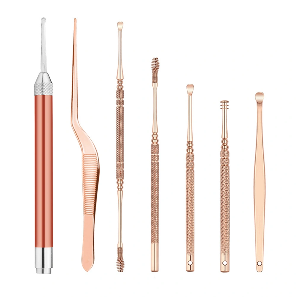 7pcs Glowing Earpick Kit Ear Cleaner Curette Earwax Removal Earpick Cleaning Tool for Kids Without Battery