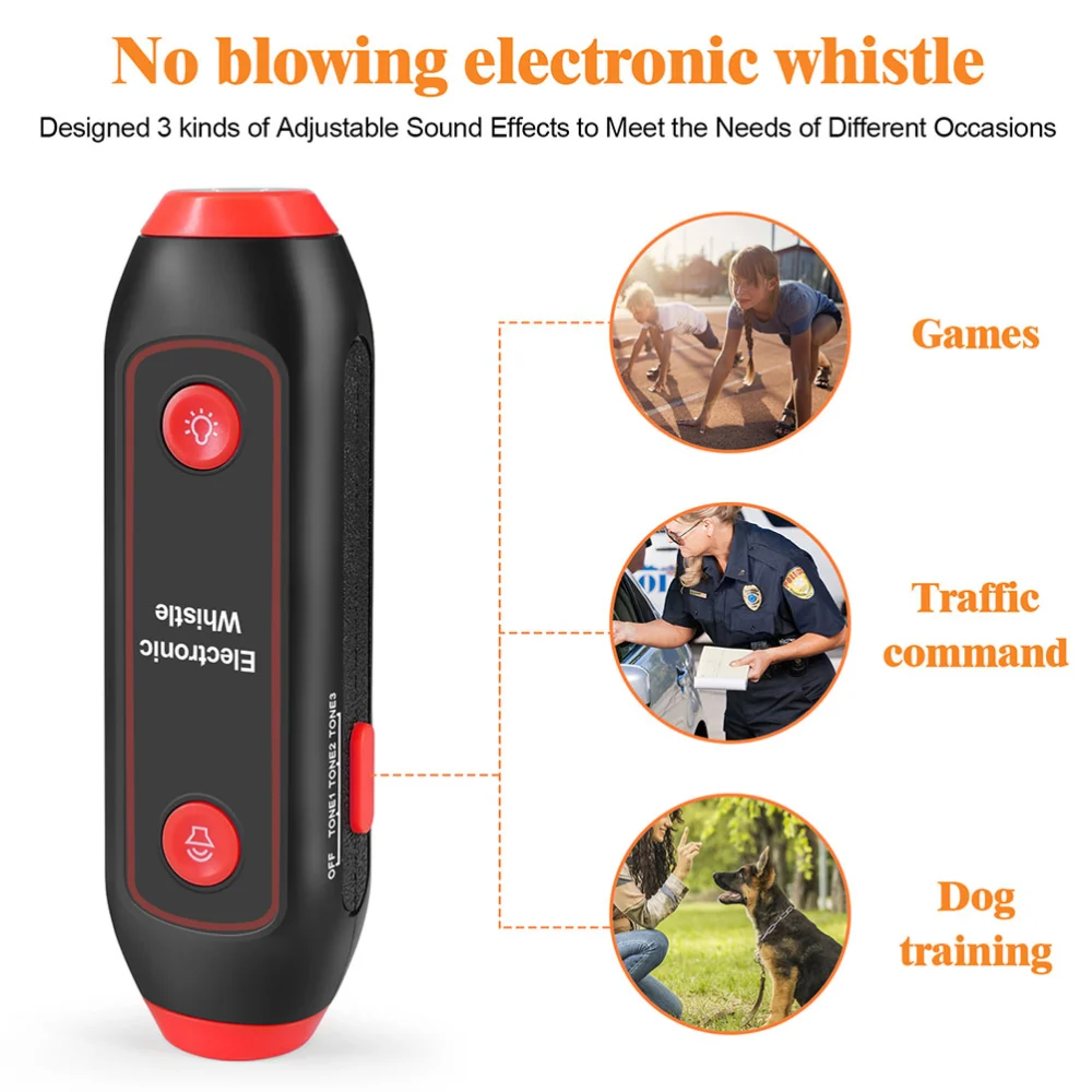 Electronic Whistle 3 Tones Multipurpose Handheld Whistle With Lanyard Torchlight