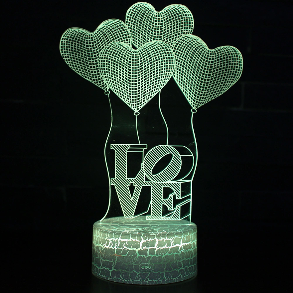 LED Night Light Creative 3D Illusion Nightlights 7 Colors Changing Touch Control USB Charge Table Bedroom Home Decoration Valentine's Day Gift Light(White)