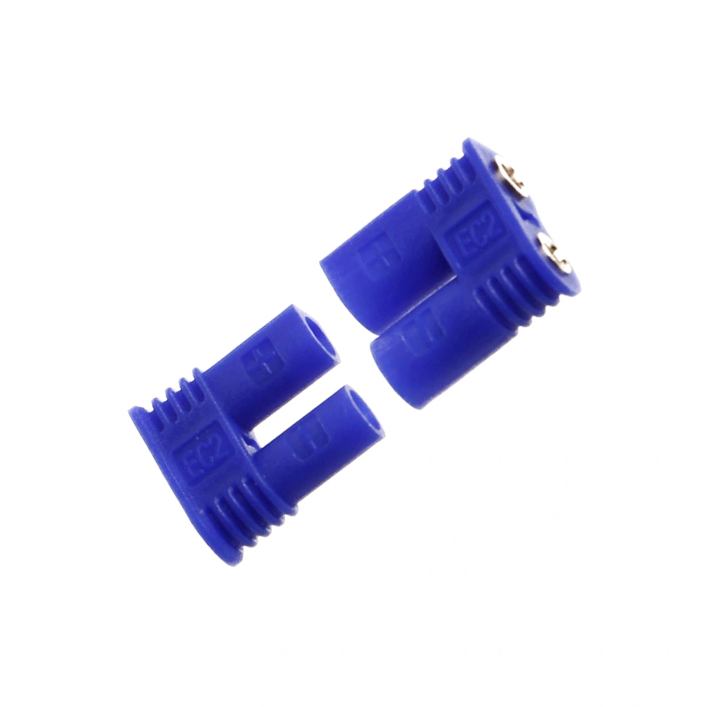 1 Pair of EC2 Male and Female Plugs Plated Bullet Banana Connectors Plugs for DIY RC Battery ESC Motor (Blue)