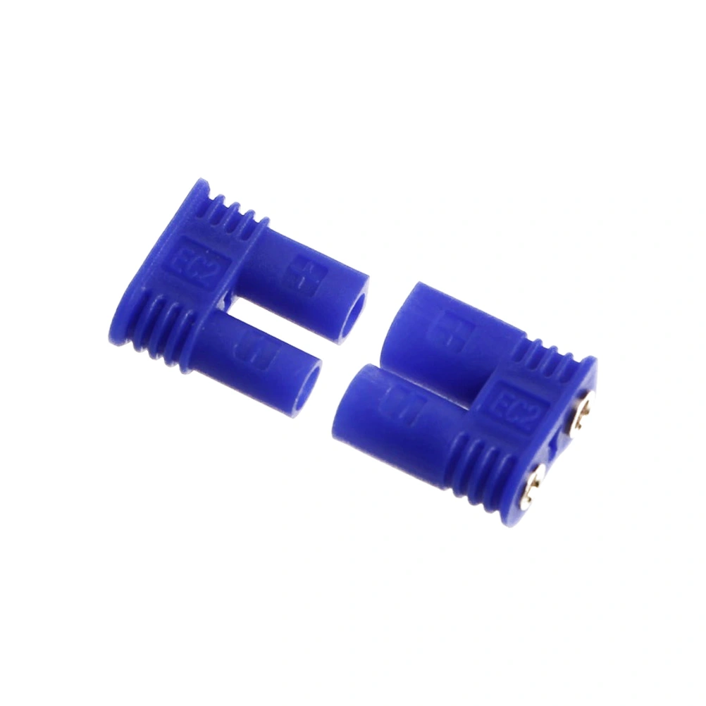1 Pair of EC2 Male and Female Plugs Plated Bullet Banana Connectors Plugs for DIY RC Battery ESC Motor (Blue)