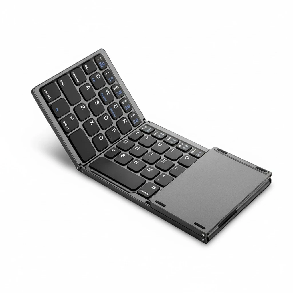 Portable Touch Computer Keyboard Ultra-thin Wireless Keyboard Foldable Tablet Keyboard (Grey)
