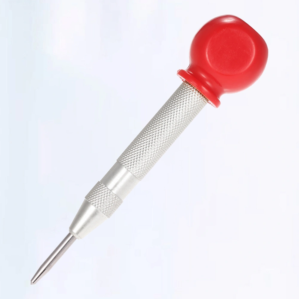 13cm HSS Center Punch Tool Automatic Spring Loaded High Hardness Determine Drilling Position Tool with for Steel Wood Plastic (Silver Red)