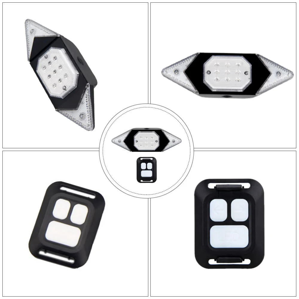 1 Set Wireless Remote Mountain Bike Taillight Flash Taillight Turn Signal Riding Light (White)