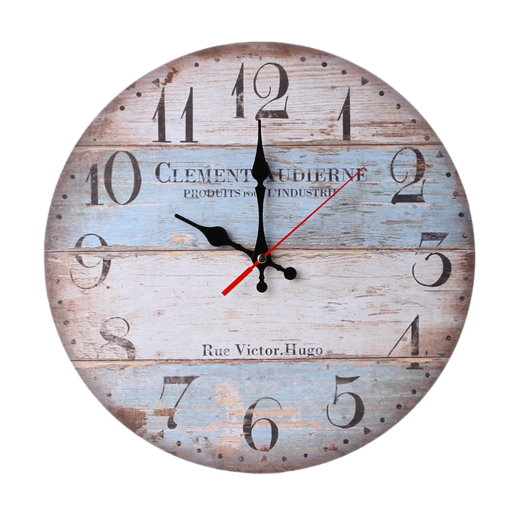 30cm European Round Shape Wall Clock Retro Household Bedroom Living Room Decor Hanging Wall Clock Bar Decoration without Battery - 8#