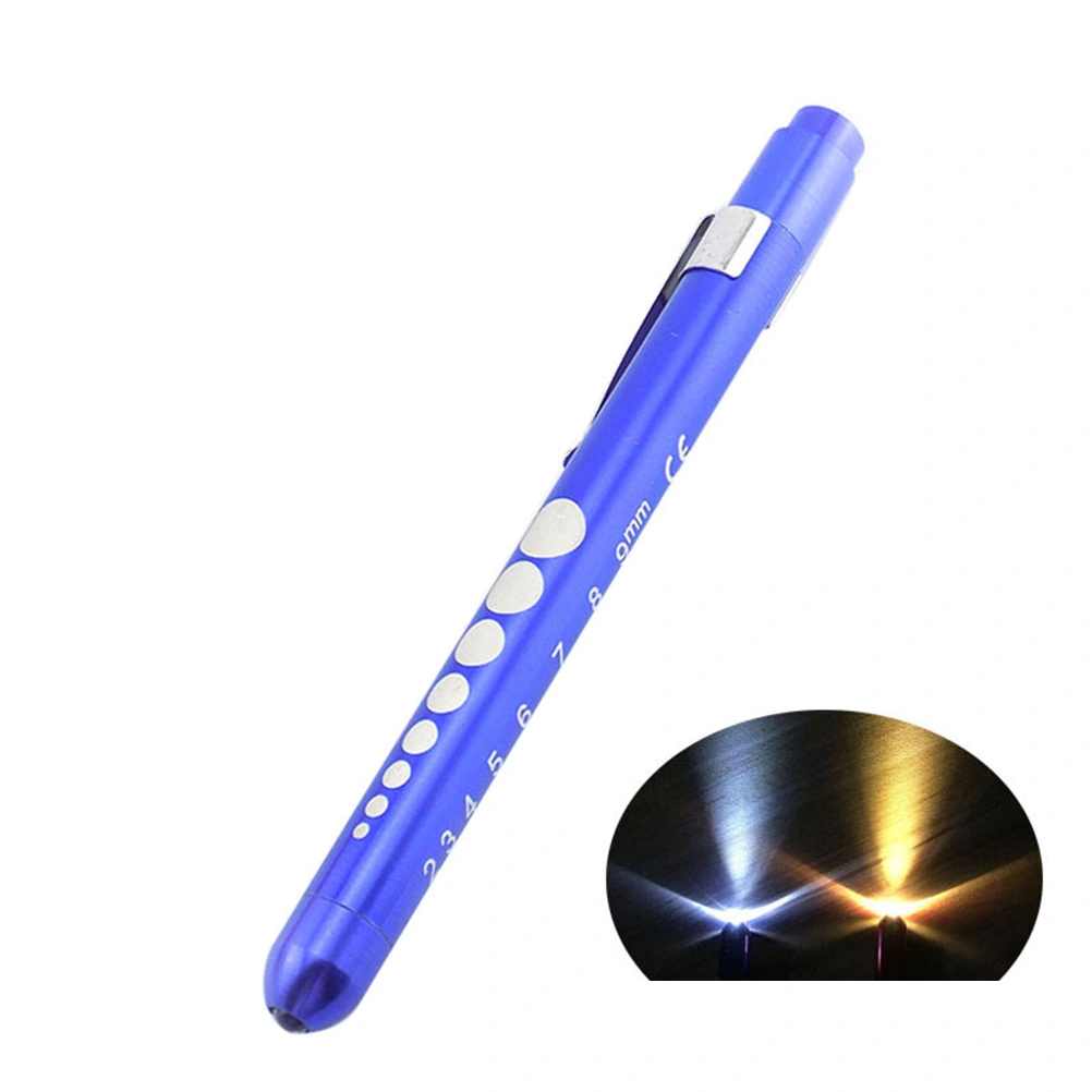 2PCS LED Pen Light Pupil Light Oral Light Small Pen Clip Flashlight Emergency Light No Battery Included(White Light + Yellow Light)