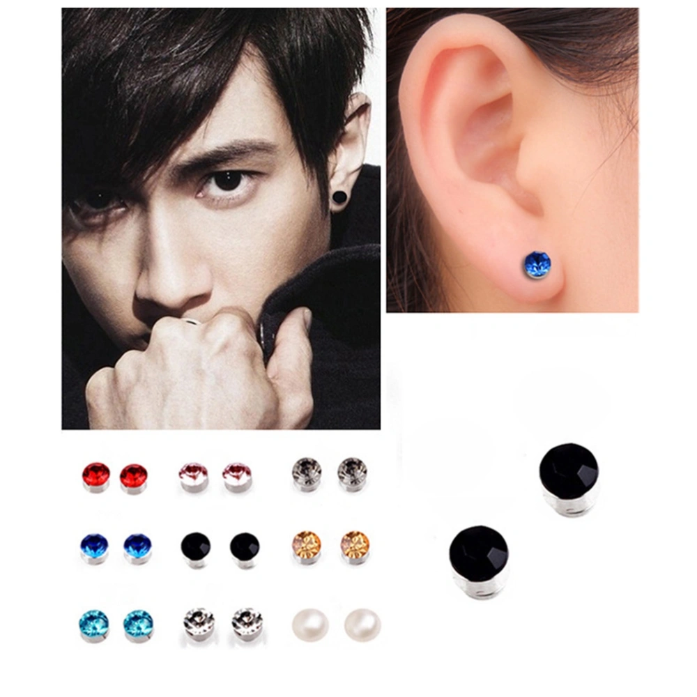 1pair Magnet Colorful Diamond Stud Earring Slimming Weight Loss Anti Cellulite for Men Women Health Care Iron Ear Nail Products(Lake Blue)