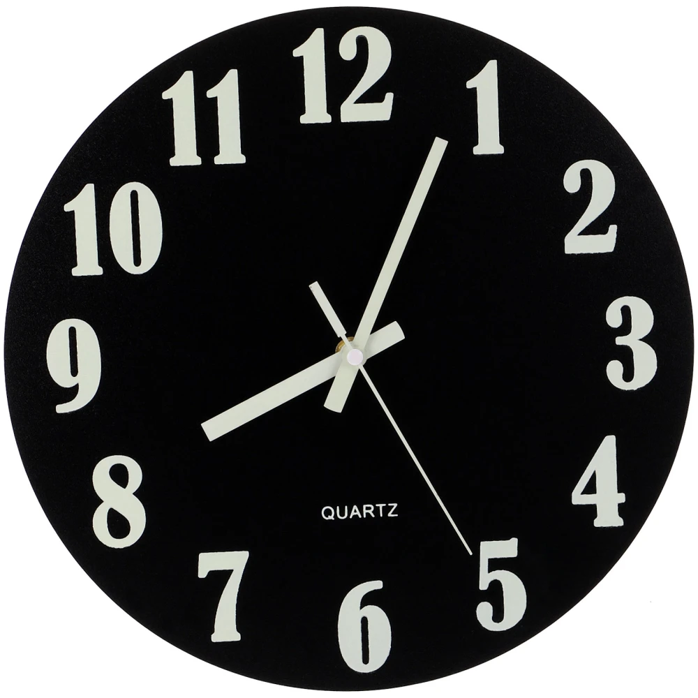 Creative Silent Wooden Round Wall Clock Luminous Clock Quartz Clock No Battery