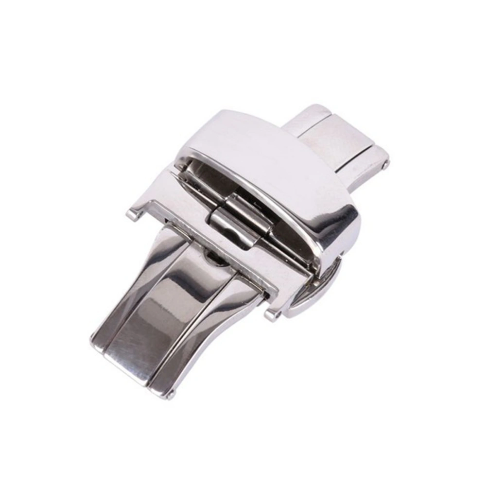 Stainless Steel Watch Buckle Double Push Button Deployment Clasp For Watch Band Strap 18MM (Silver)