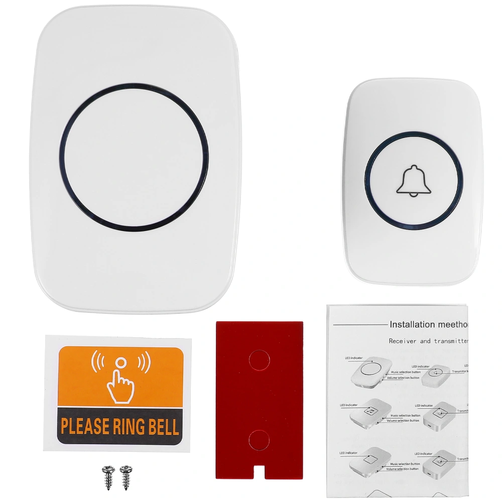 Wireless Doorbell Plug-in Doorbell with Chimes and Music Easy Install  Volume Adjustable Modern Doorbell for Home School Office (EU Plug)