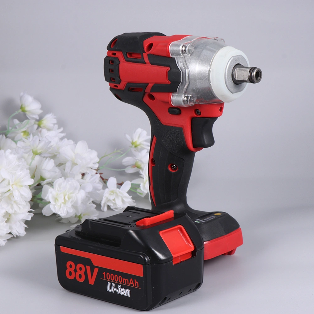 1Pc Brushless Electric Screwdriver Electric Impact Screwdriver with Cooling Hole EU Plug（Red and Battery Case for Random Color）