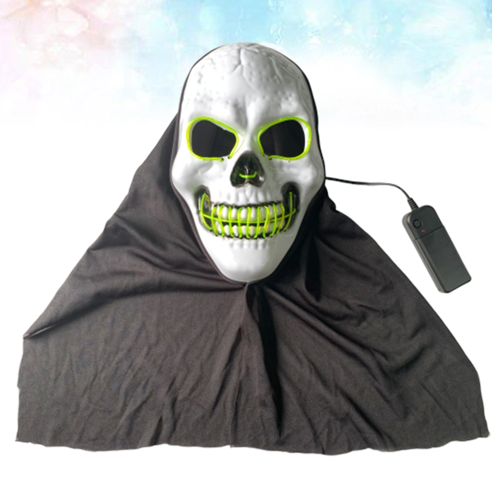 1pc Halloween LED Glowing Mask Skull Head Night Mask Scary Head Cover Halloween Cosplay Mask without Battery (Green)