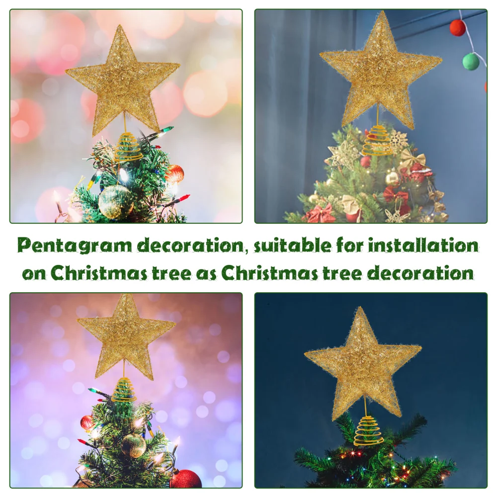 Christmas Tree Topper Pentagram Decoration with Light Xmas Tree Treetop Decor