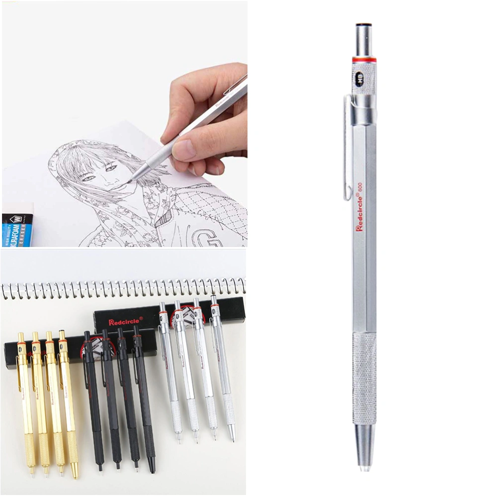 0.5mm Mechanical Pencil Starter Set Automatic Pencils Refill Leads for Writing Drawing Drafting(Silver)