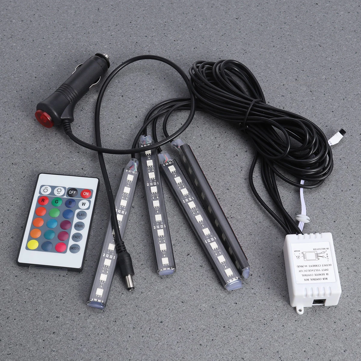 Multi Color Car Interior Atmosphere Neon Lights Lamps Strip 9LED Wireless IR
